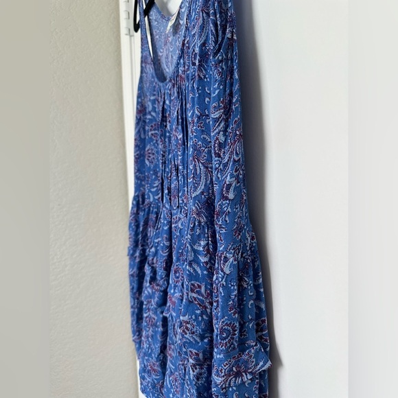 Intimately Free People Blue Flowy Ruffle Tiered Sleeveless Paisley Floral Top S - Picture 3 of 8